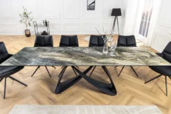 Ausziehbarer Esstisch INFINITY 180-260cm taupe Keramik Marmor schwarz Metall