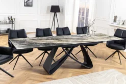 Ausziehbarer Esstisch INFINITY 180-260cm taupe Keramik Marmor schwarz Metall