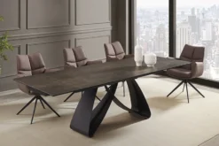 Ausziehbarer Esstisch INFINITY 180-260cm rost Keramik Marmor schwarz Metall