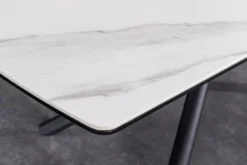 Ausziehbarer Esstisch MIKADO 180-230cm weiß Keramik schwarz Sterngestell