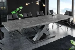 Ausziehbarer Esstisch MONTREAL 180-280cm grau graphit Keramik-Design X-Gestell