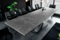 Ausziehbarer Esstisch MONTREAL 180-280cm grau graphit Keramik-Design X-Gestell