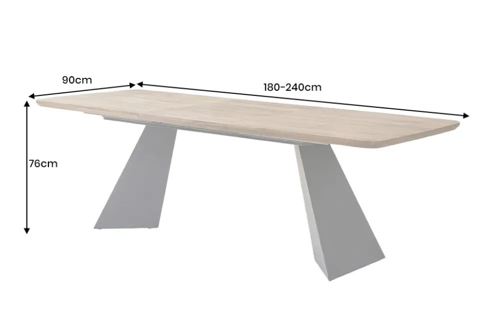 Ausziehbarer Esstisch PRESTIGE 180-240cm natur Walnussholz schwarzes Metallgestell