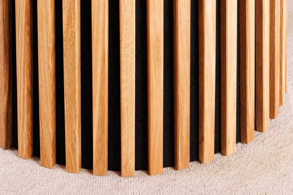 Ausziehbarer Esstisch VALHALLA WOOD 120-160-200cm natur Eichenholz oval Säulenfuß