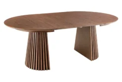 Ausziehbarer Esstisch VALHALLA WOOD 120-160-200cm smoked braun Eichenholz Säulenfuß