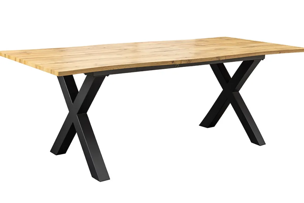 Ausziehbarer Esstisch WILD 160-200cm braun Wildeichen-Design schwarz Baumkante