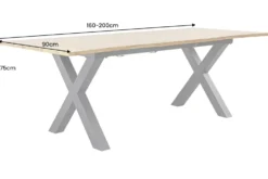 Ausziehbarer Esstisch WILD 160-200cm braun Wildeichen-Design schwarz Baumkante