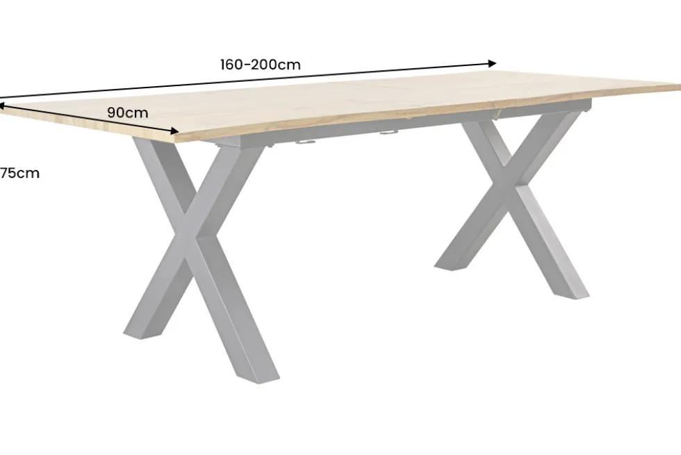 Ausziehbarer Esstisch WILD 160-200cm braun Wildeichen-Design schwarz Baumkante