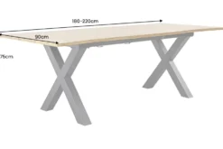 Ausziehbarer Esstisch WILD 180-220cm braun Wildeichen-Optik schwarz Baumkante