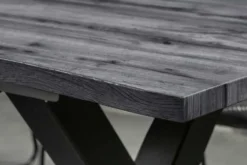 Ausziehbarer Esstisch WILD 180-220cm grau gekälkt Wildeichen-Design Baumkante schwarz
