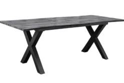 Ausziehbarer Esstisch WILD 160-200cm grau gekälkt Wildeichen-Design Baumkante schwarz