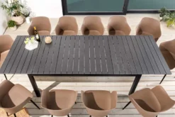 Ausziehbarer Gartentisch DESIGNO 200-250-300cm grau Aluminium In- und Outdoor Esstisch