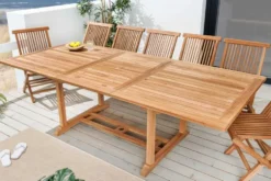 Ausziehbarer Gartentisch EMPIRE TEAK 170-230cm natur Teakholz massiv wetterfest