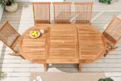 Ausziehbarer Gartentisch EMPIRE TEAK 120-180cm natur Massivholz oval
