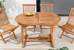 Ausziehbarer Gartentisch EMPIRE TEAK 120-180cm natur Massivholz oval