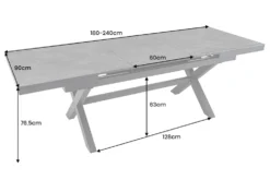Ausziehbarer In- und Outdoor Esstisch EMPIRE 180-240cm anthrazit Keramik Gartentisch