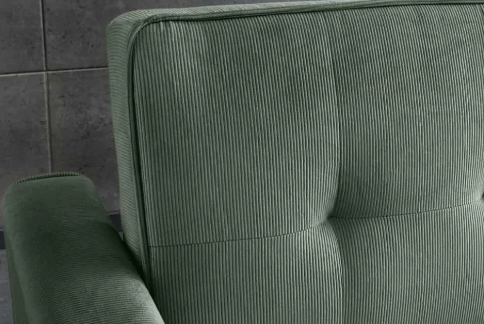 Ausziehbares Schlafsofa SMART 180cm grün Cord 2-Sitzer Couch mit Nosagfederung