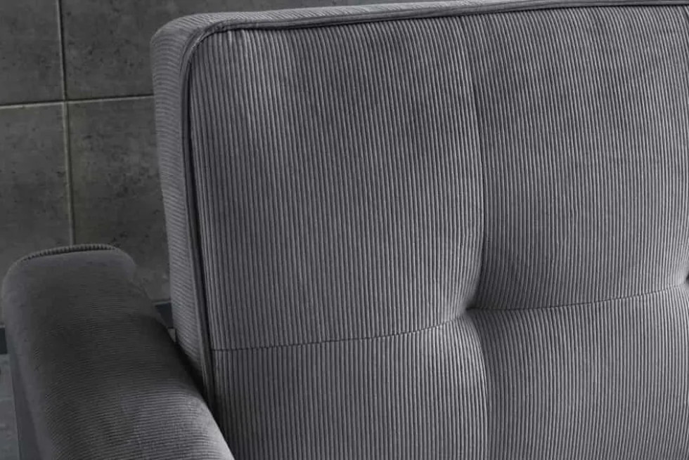 Ausziehbares Schlafsofa SMART 180cm grau Cord 2-Sitzer Couch mit Nosagfederung