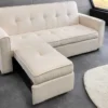 Ausziehbares Schlafsofa SMART 180cm beige Cord 2-Sitzer Couch mit Nosagfederung