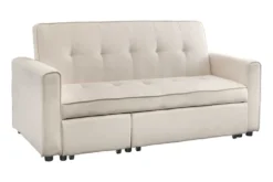 Ausziehbares Schlafsofa SMART 180cm beige Cord 2-Sitzer Couch mit Nosagfederung