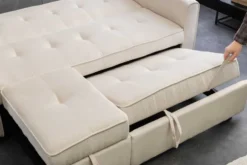 Ausziehbares Schlafsofa SMART 180cm beige Cord 2-Sitzer Couch mit Nosagfederung