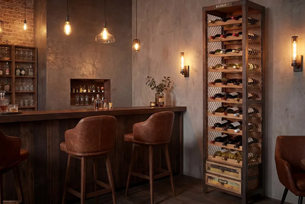 Authentisches Weinregal BODEGA 190cm natur Pinienholz Flaschenregal Schubladen