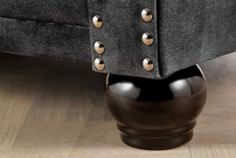 Barocker Sessel CHESTERFIELD grau Samt Federkern mit Knopfheftung
