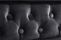 Barock Sofa CHESTERFIELD 205cm schwarz Samt Federkern Knopfheftung 3-Sitzer Couch