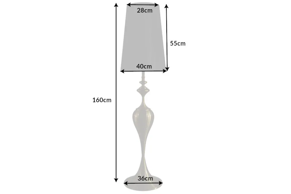 Barock Stehlampe LUCIE 160cm schwarz gold gebürstet Stehleuchte