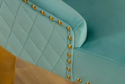Barock Stuhl CASTLE DELUXE blau Samt gold Edelstahl mit Löwenkopf Chesterfield