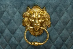 Barock Stuhl CASTLE DELUXE petrol Samt gold Edelstahl mit Löwenkopf Ziernieten