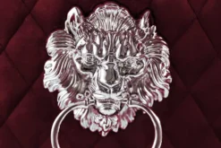 Barock Stuhl CASTLE DELUXE rot Samt Löwenkopf Chesterfield Design Esszimmerstuhl Nieten