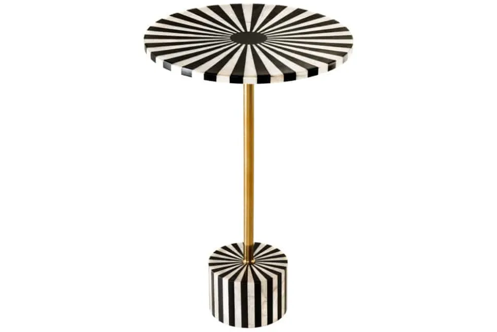Beistelltisch HARMONY NATURE 55cm schwarz weiß Mosaik rund Kunsthandwerk