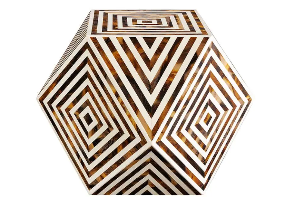 Beistelltisch HARMONY NATURE 60cm braun weiß Mosaik Kunsthandwerk