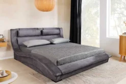 Bett SWING 180x200cm grau Vogue Seiden Samtstoff