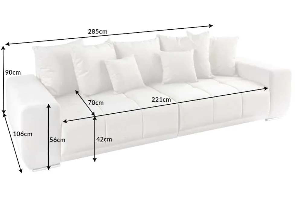 Big Sofa ELEGANCIA 285cm champagner beige Vogue Velours Samt inkl. Kissen Federkern