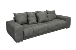 Big Sofa ELEGANCIA 285cm grau Microfaser XXL Couch inkl. Kissen Federkern