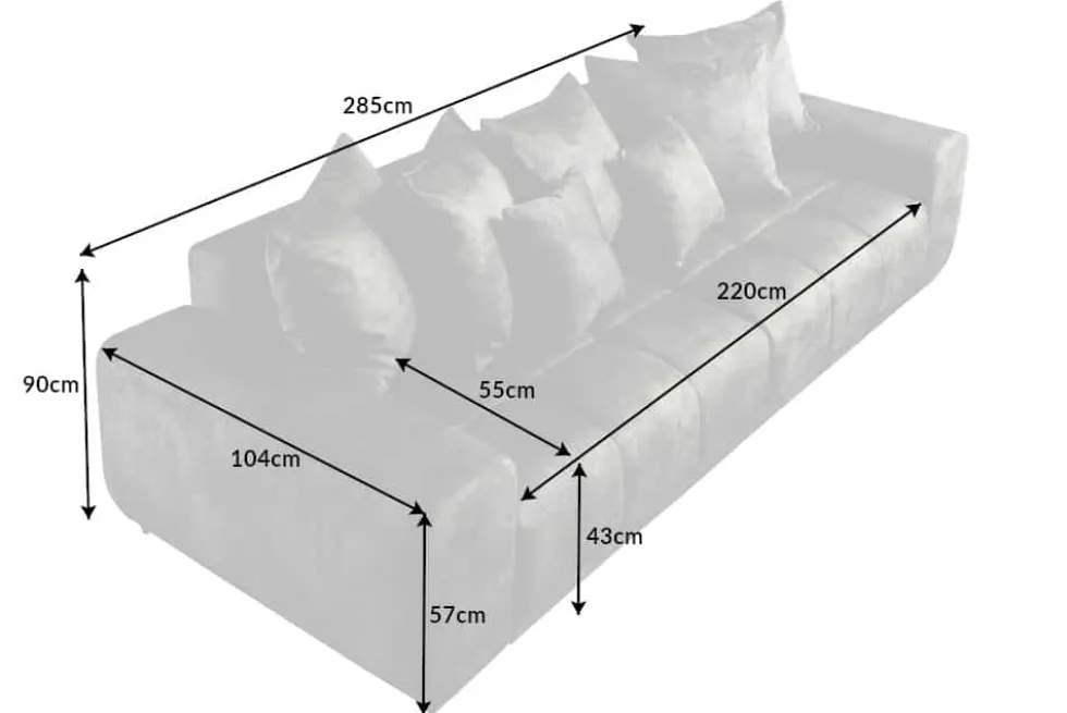Big Sofa ELEGANCIA 285cm moosgrün Microfaser XXL Couch inkl. Kissen Federkern