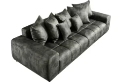 Big Sofa ELEGANCIA 285cm moosgrün Microfaser XXL Couch inkl. Kissen Federkern