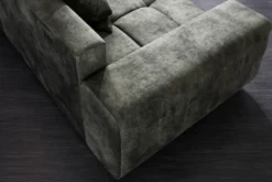 Big Sofa ELEGANCIA 285cm moosgrün Microfaser XXL Couch inkl. Kissen Federkern