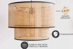 Boho Hängelampe VIENNA 45cm natur schwarz Wiener Geflecht Leuchte