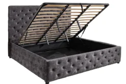Boxbett PARIS 180x200cm grau Samt mit Stauraum und Lattenrost