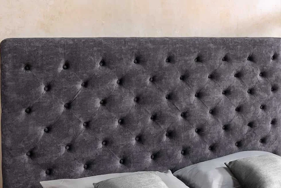 Boxbett PARIS 160x200cm grau Samt mit Stauraum und Lattenrost