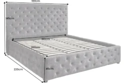 Boxbett PARIS 160x200cm grau Samt mit Stauraum inkl. Matratze und Topper