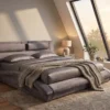 Boxbett SWING 160x200cm grau Vogue Seiden Samtstoff inkl. Stauraum und Bettkasten