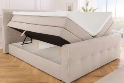 Boxspringbett SIGNUM 180x200cm beige Bouclé inkl. Stauraum Matratze Topper Matratze