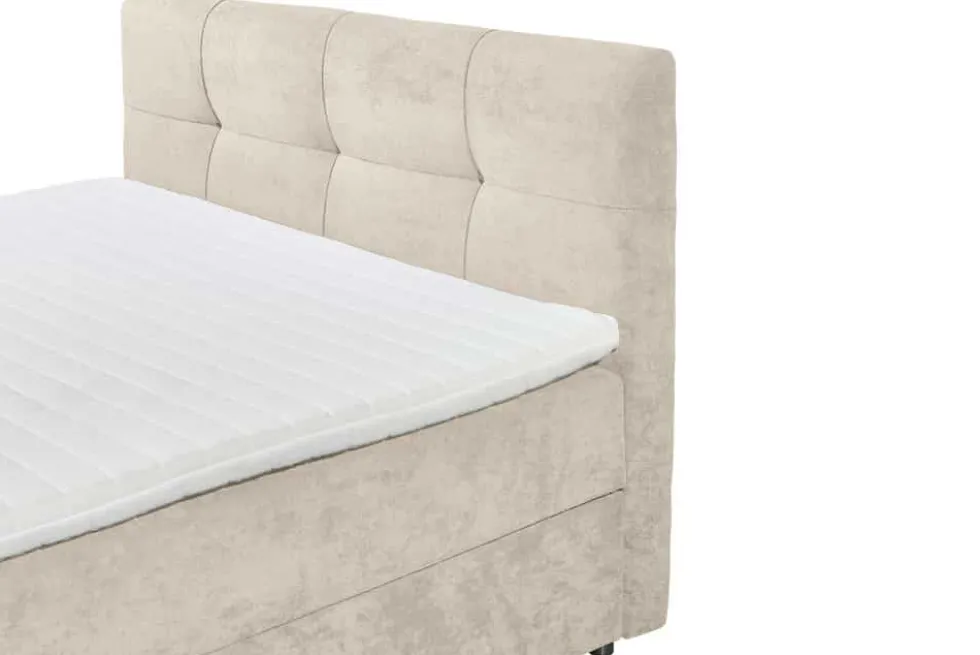 Boxspringbett TOULOUSE 160x200cm beige Microfaser inkl. Matratze Topper Stauraum