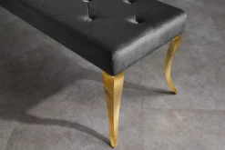 Chesterfield Bank MODERN BAROCK DELUXE 170cm schwarz Samt gold Edelstahl