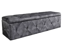 Chesterfield Bettbank EXTRAVAGANCIA 140cm grau Samt mit Stauraum