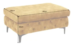 Chesterfield Hocker MODERN BAROCK 90cm senfgelb Samt Sitzhocker Fußhocker
